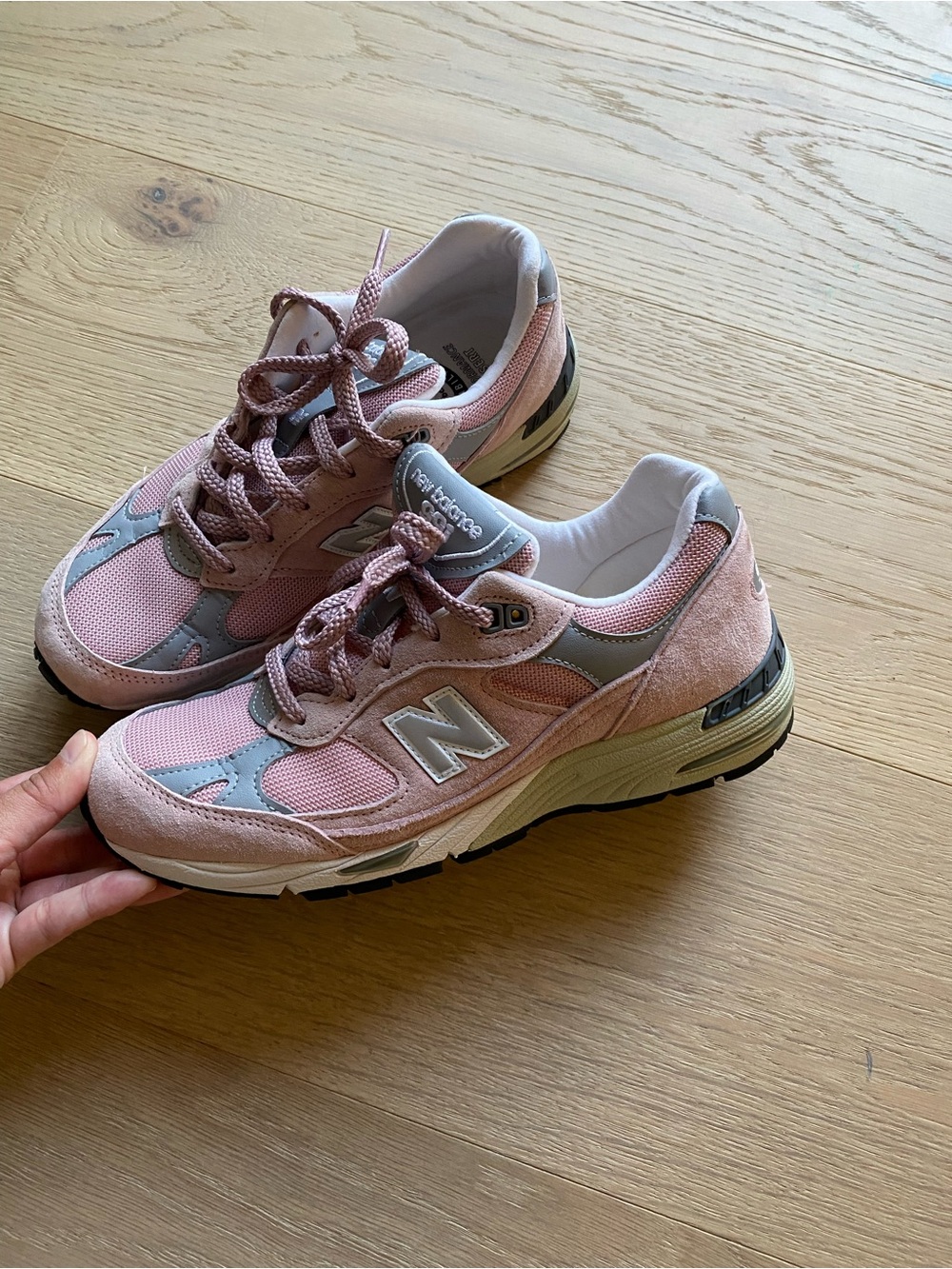 New Balance Women's Pink & Gray Suede Mesh Sneakers